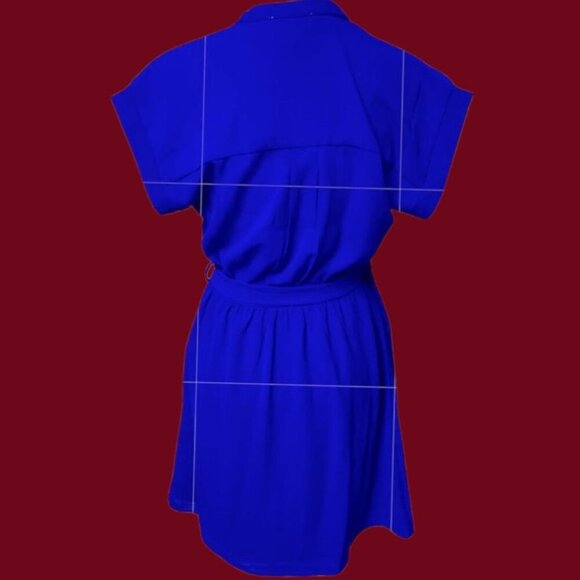 Monteau Short-Sleeve Royal Blue Dress With Belt Size Small - Picture 2 of 15
